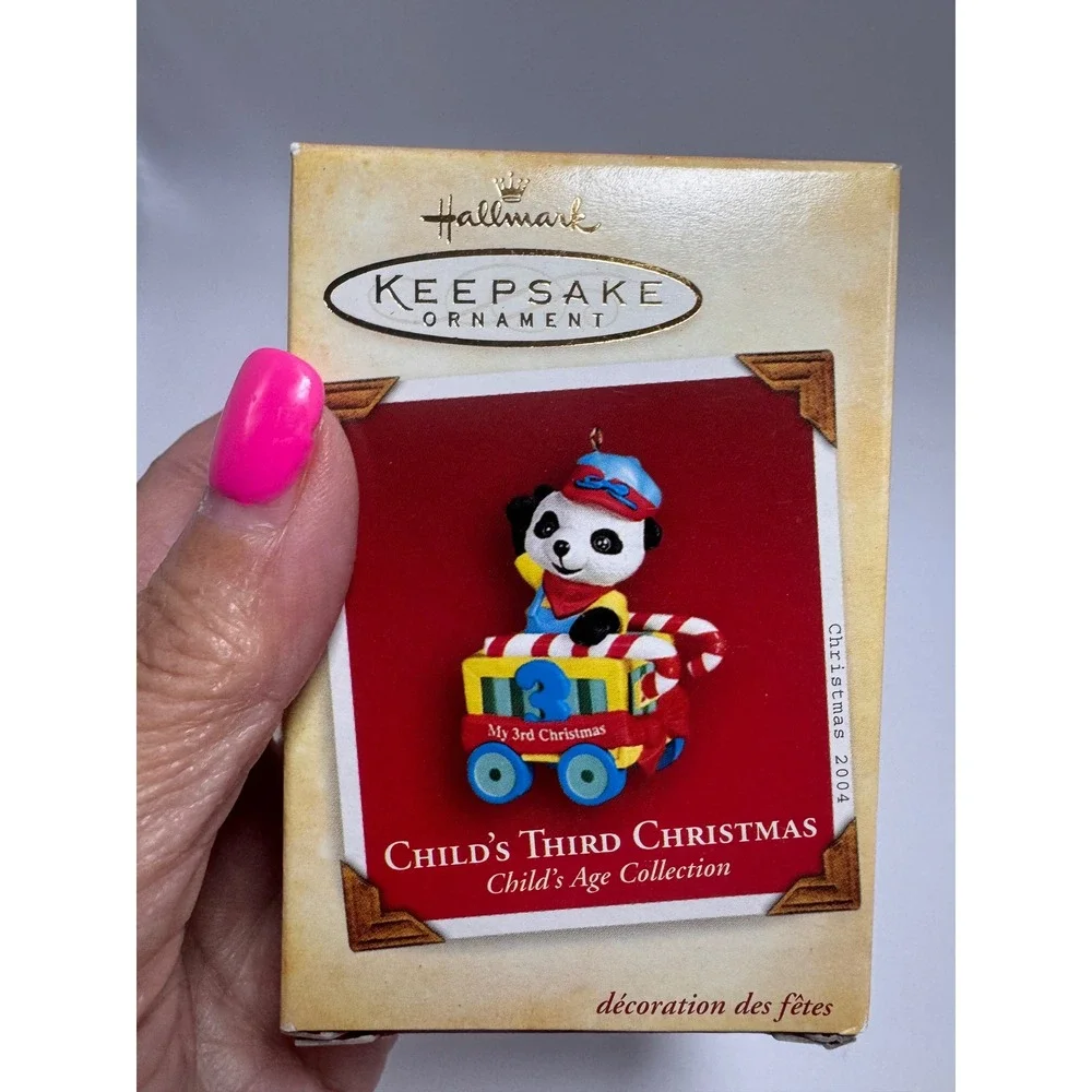 Hallmark Keepsake Ornament 2004 Child's Third Christmas Panda Peppermint Express